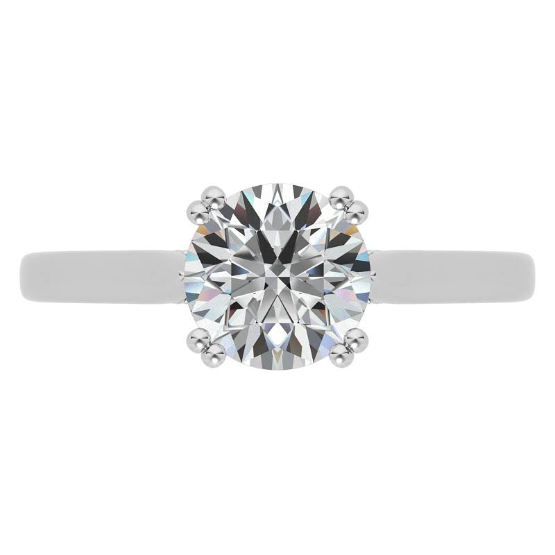 Milgrain Accented Double Prong Round Brilliant Moissanite Engagement Ring