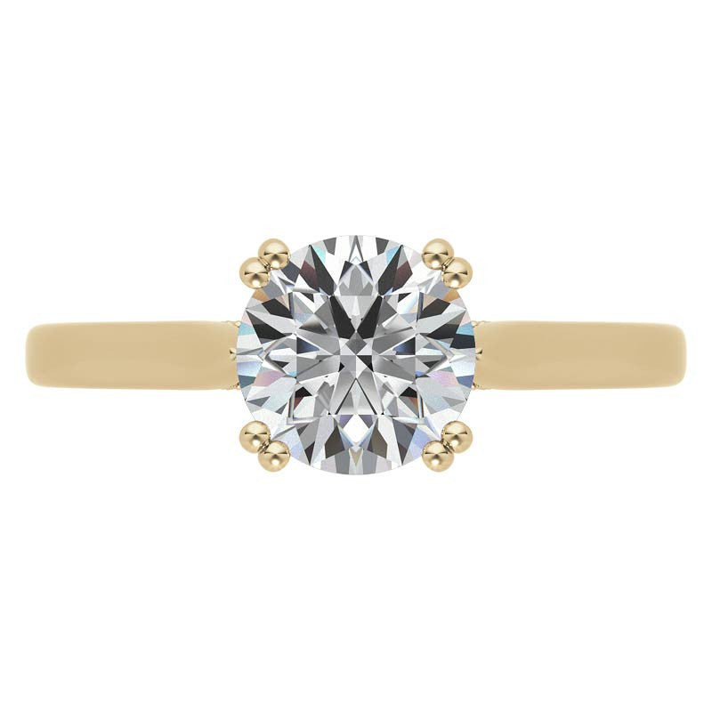 Milgrain Accented Double Prong Round Brilliant Moissanite Engagement Ring