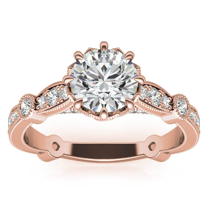 8-Prong Woven Round Brilliant Moissanite Engagement Ring with Milgrain