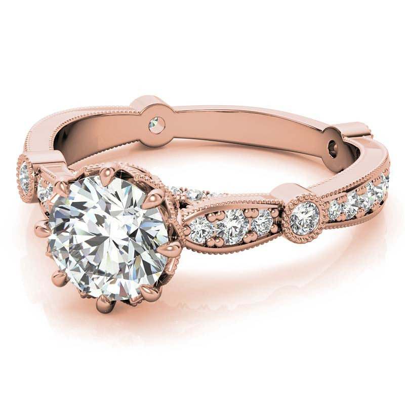 8-Prong Woven Round Brilliant Moissanite Engagement Ring with Milgrain