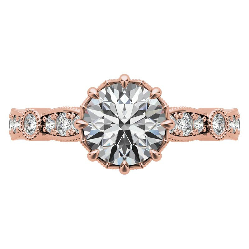 8-Prong Woven Round Brilliant Moissanite Engagement Ring with Milgrain