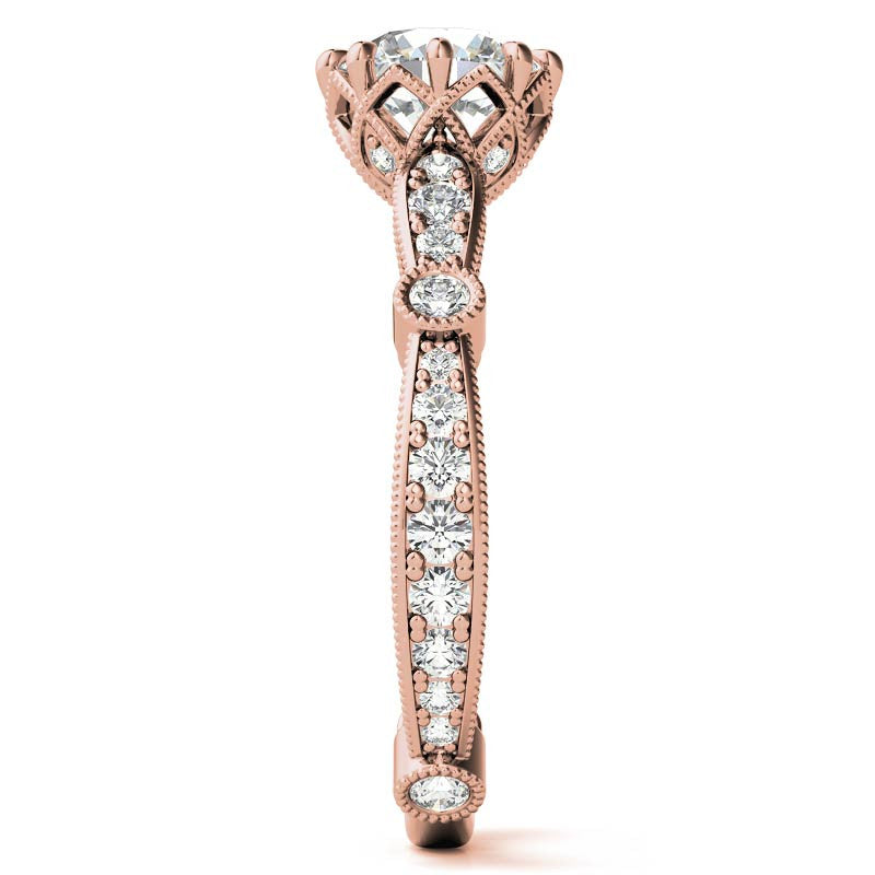 8-Prong Woven Round Brilliant Moissanite Engagement Ring with Milgrain