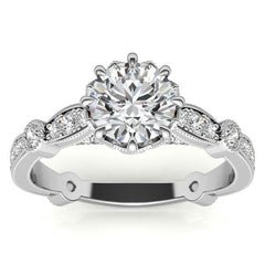 8-Prong Woven Round Brilliant Moissanite Engagement Ring with Milgrain