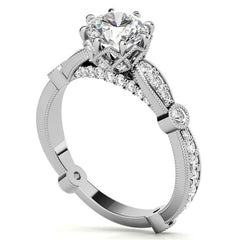 8-Prong Woven Round Brilliant Moissanite Engagement Ring with Milgrain