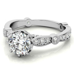 8-Prong Woven Round Brilliant Moissanite Engagement Ring with Milgrain