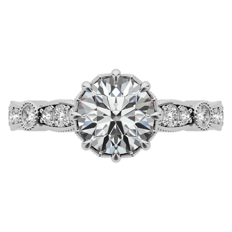 8-Prong Woven Round Brilliant Moissanite Engagement Ring with Milgrain