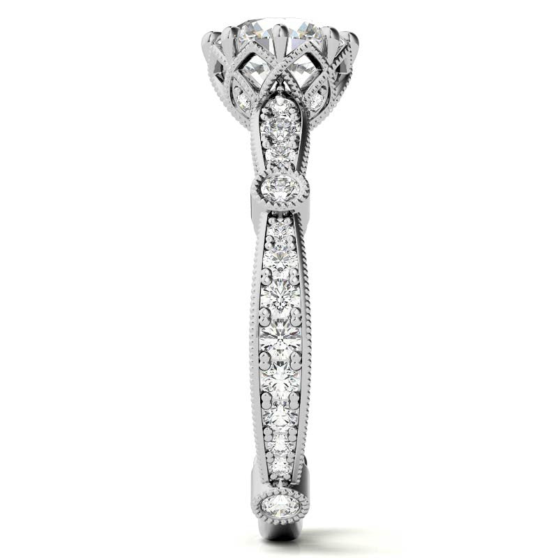 8-Prong Woven Round Brilliant Moissanite Engagement Ring with Milgrain