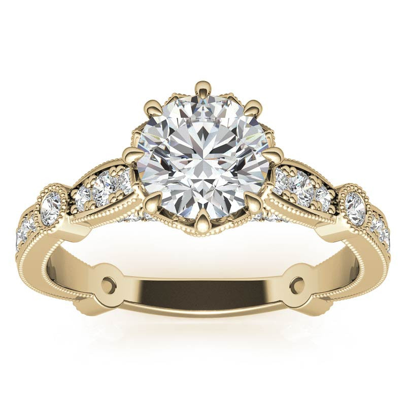 8-Prong Woven Round Brilliant Moissanite Engagement Ring with Milgrain