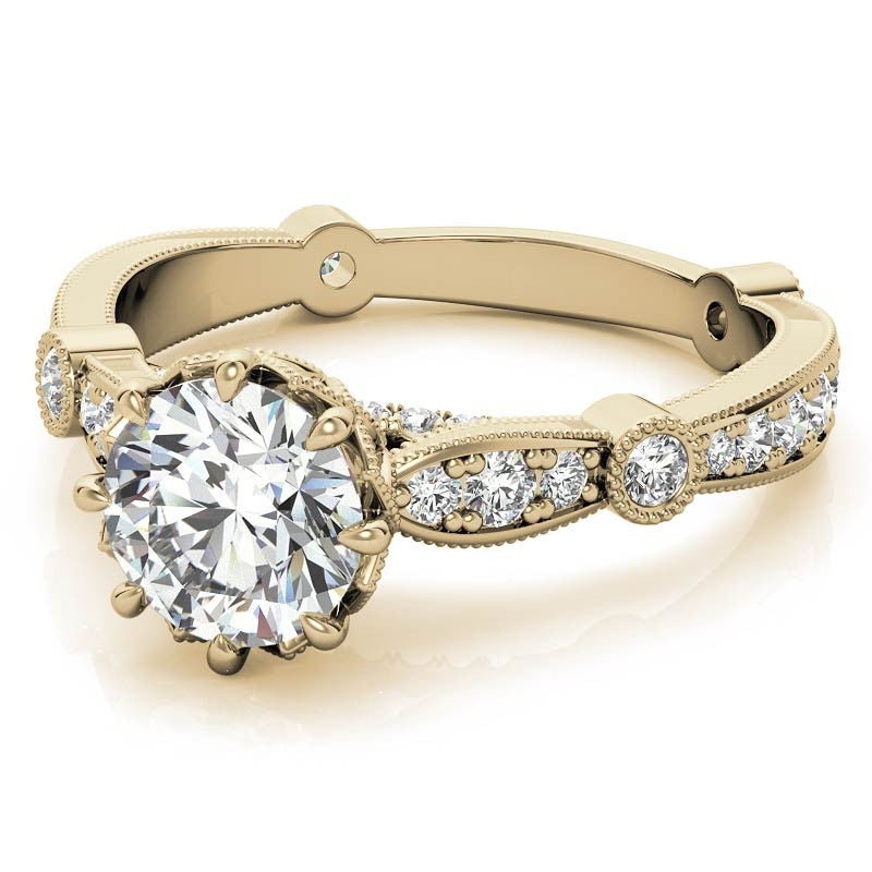 8-Prong Woven Round Brilliant Moissanite Engagement Ring with Milgrain