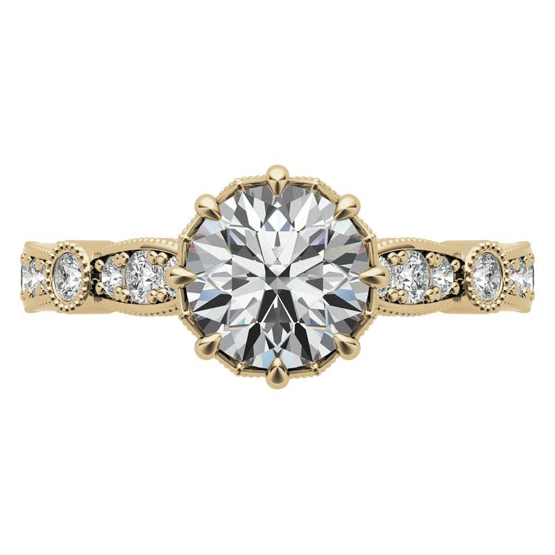 8-Prong Woven Round Brilliant Moissanite Engagement Ring with Milgrain