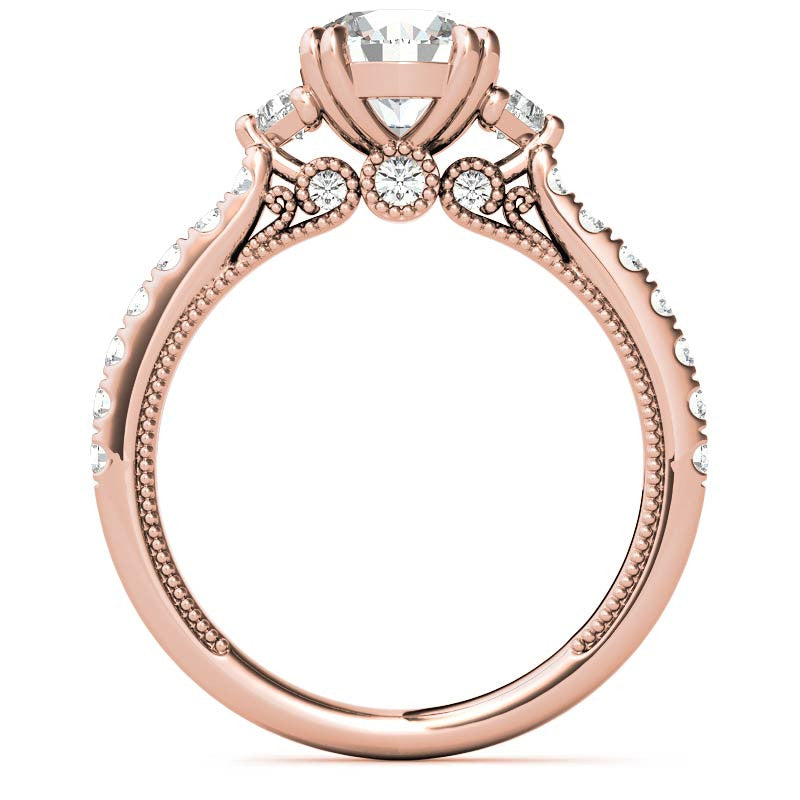 Round and Trillion Double Prong Moissanite Engagement Ring