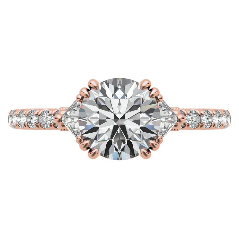 Round and Trillion Double Prong Moissanite Engagement Ring