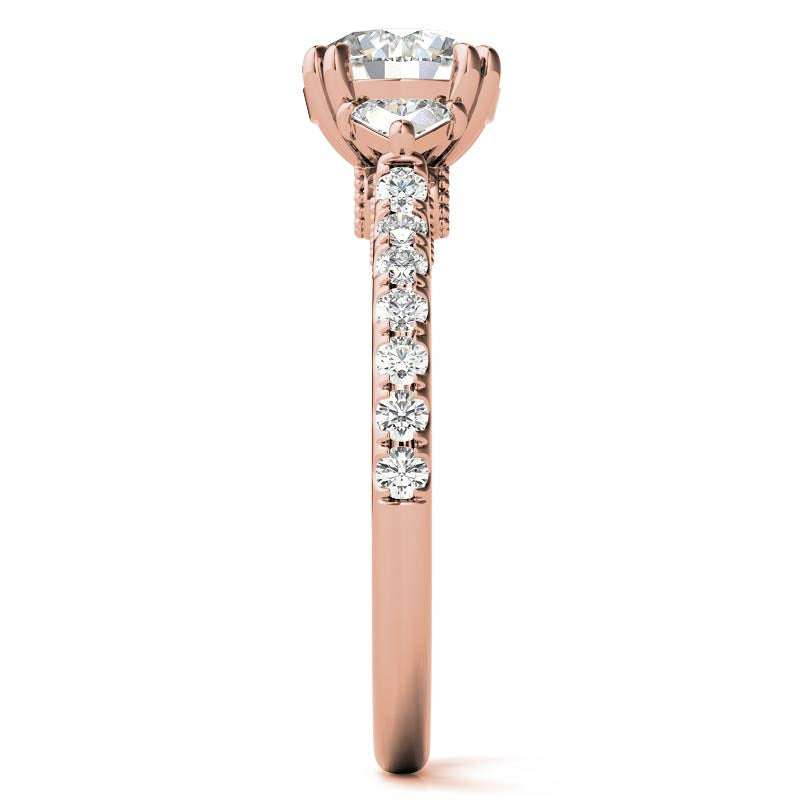 Round and Trillion Double Prong Moissanite Engagement Ring