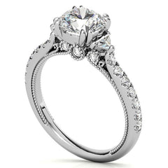 Round and Trillion Double Prong Moissanite Engagement Ring