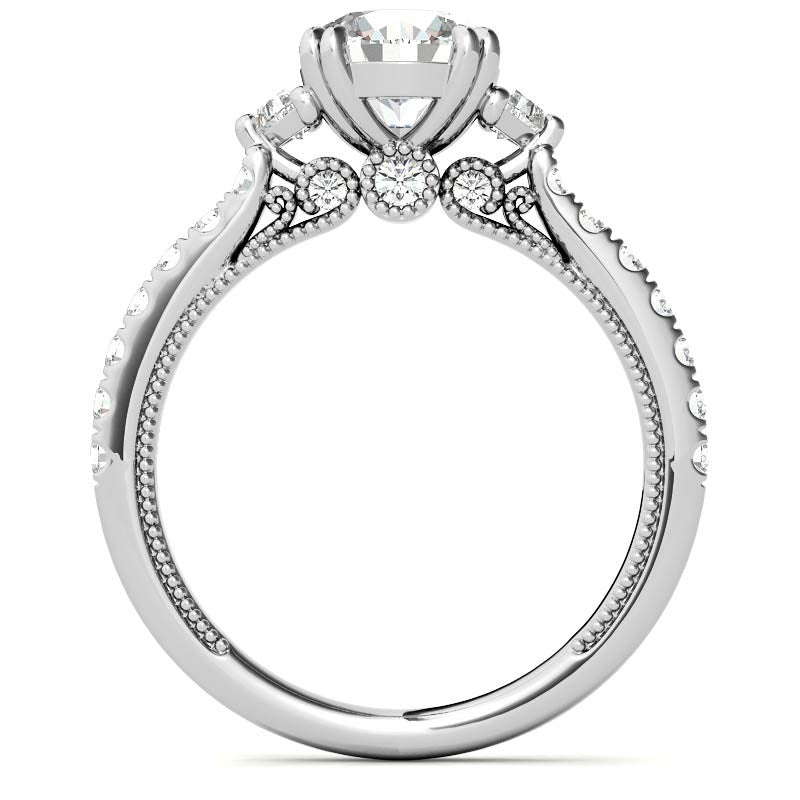 Round and Trillion Double Prong Moissanite Engagement Ring