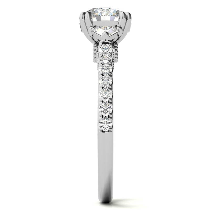 Round and Trillion Double Prong Moissanite Engagement Ring