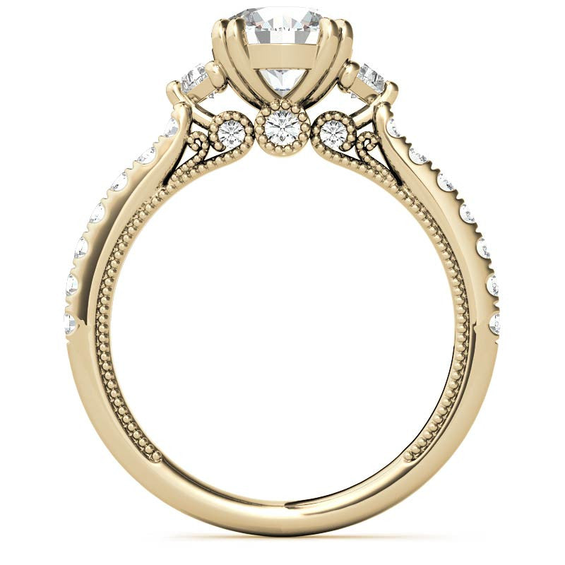 Round and Trillion Double Prong Moissanite Engagement Ring