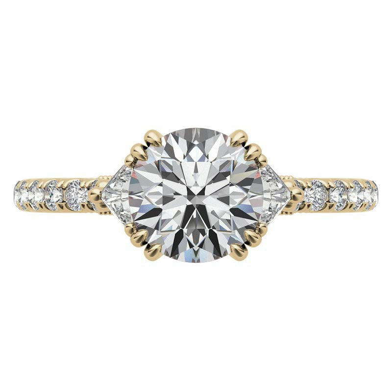 Round and Trillion Double Prong Moissanite Engagement Ring