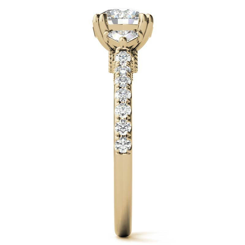 Round and Trillion Double Prong Moissanite Engagement Ring