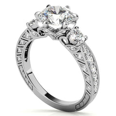 Antique Inspired Round 3-Stone Moissanite Engagement Ring