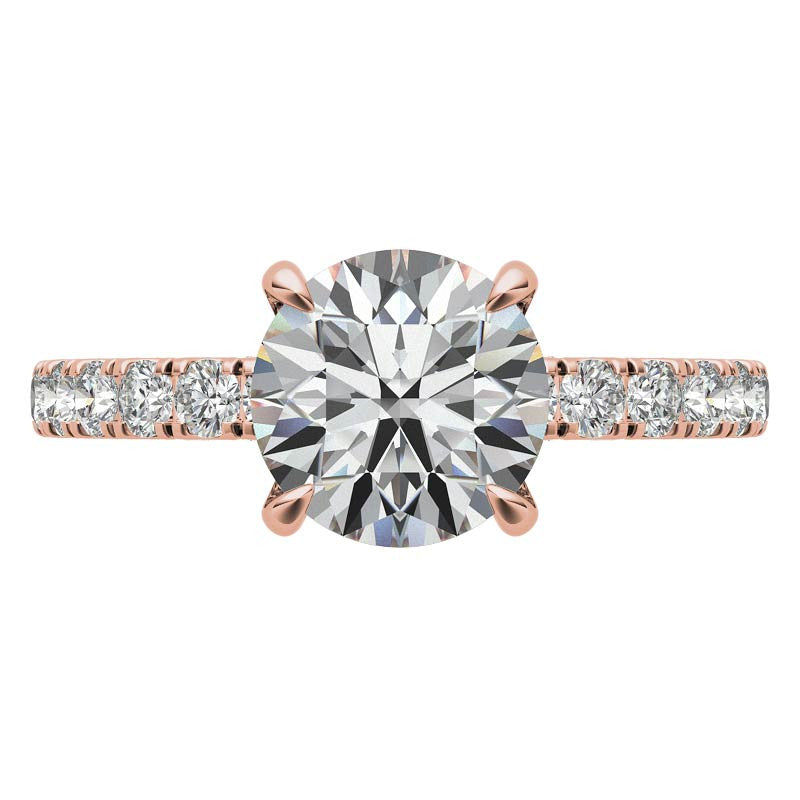Round Pave U-Prong Moissanite Engagement Ring with Hidden Halo