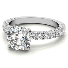 Round Pave U-Prong Moissanite Engagement Ring with Hidden Halo