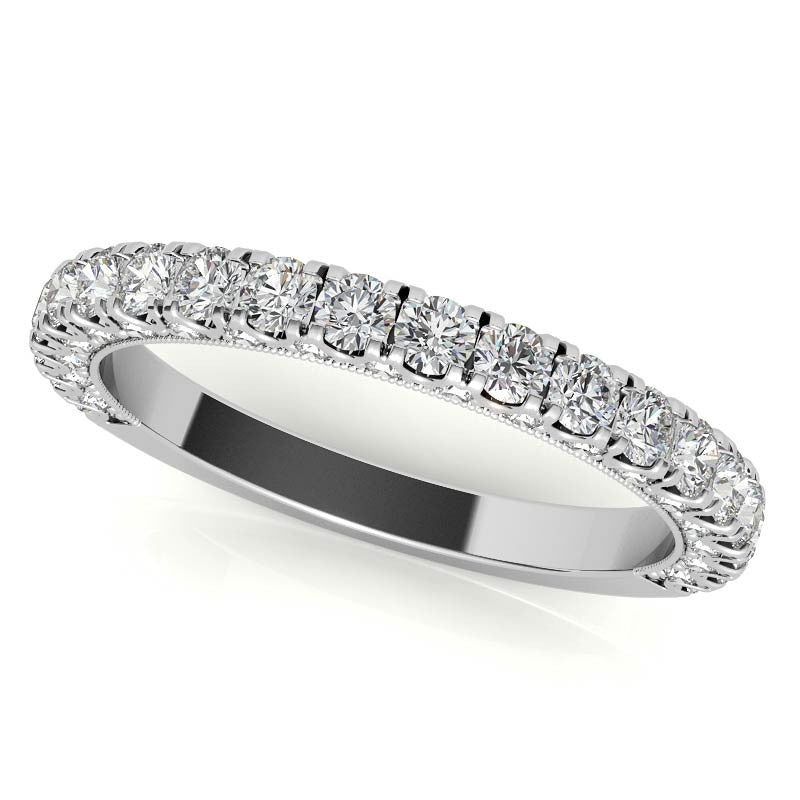 Round Pave U-Prong Moissanite Engagement Ring with Hidden Halo