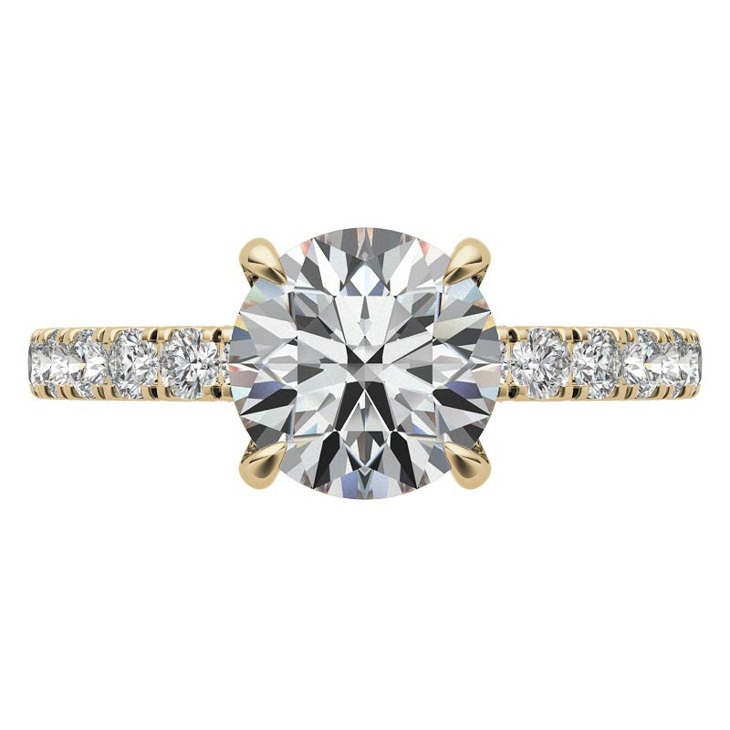 Round Pave U-Prong Moissanite Engagement Ring with Hidden Halo
