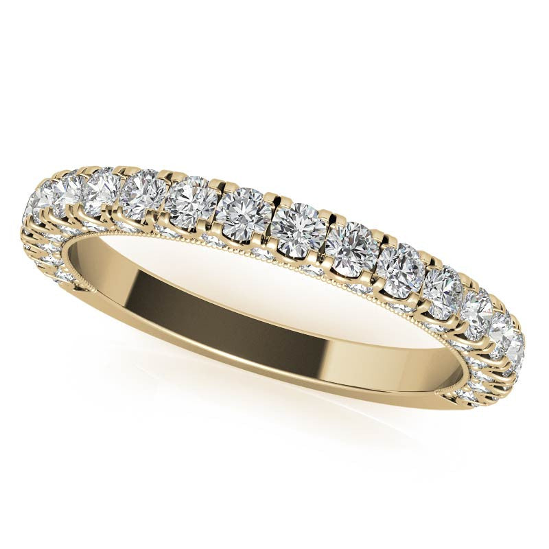 Round Pave U-Prong Moissanite Engagement Ring with Hidden Halo