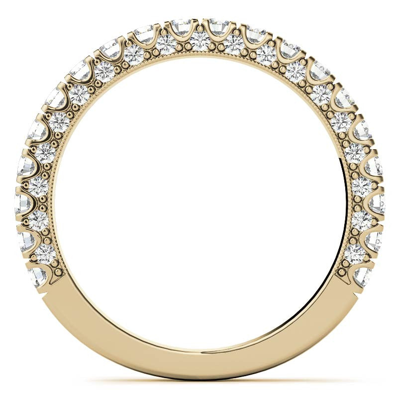 Round Pave U-Prong Moissanite Engagement Ring with Hidden Halo