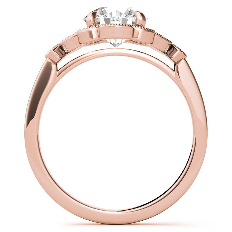 Fancy Scroll Antique Inspired Halo Moissanite Engagement Ring