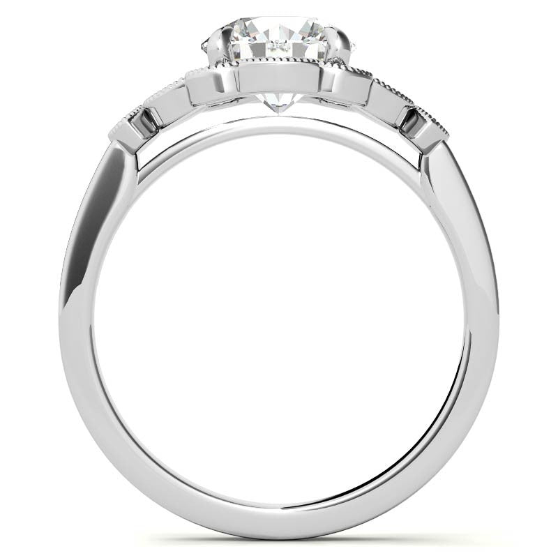 Fancy Scroll Antique Inspired Halo Moissanite Engagement Ring