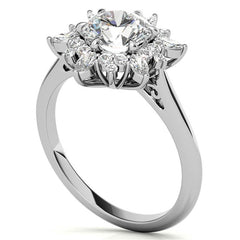 Round and Marquise Floral Moissanite Engagement Ring