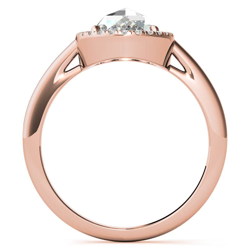 Rose cut Oval Moissanite Halo Engagement Ring