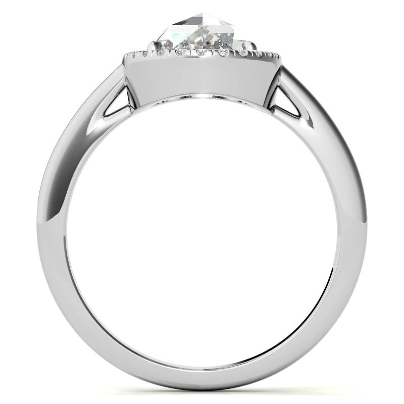 Rose cut Oval Moissanite Halo Engagement Ring