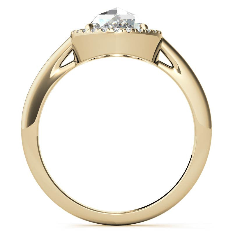 Rose cut Oval Moissanite Halo Engagement Ring
