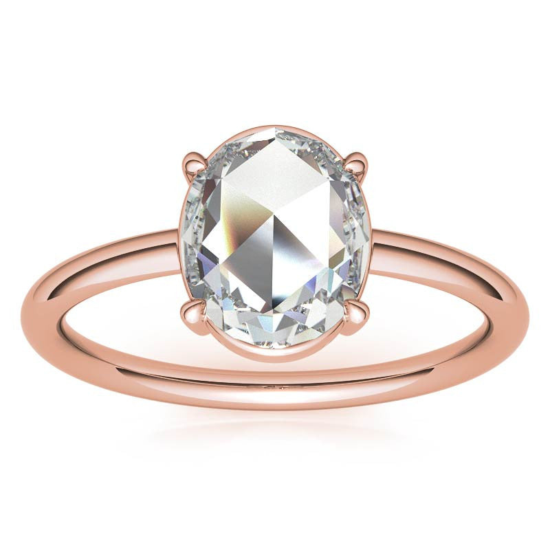 Rose cut Oval Moissanite Solitaire Ring