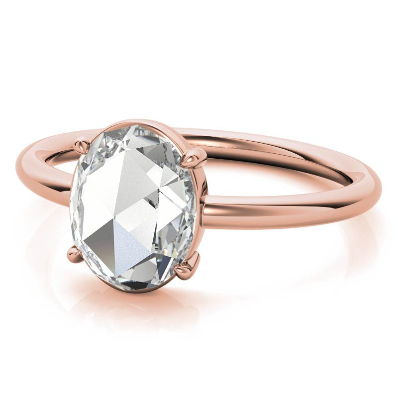 Rose cut Oval Moissanite Solitaire Ring