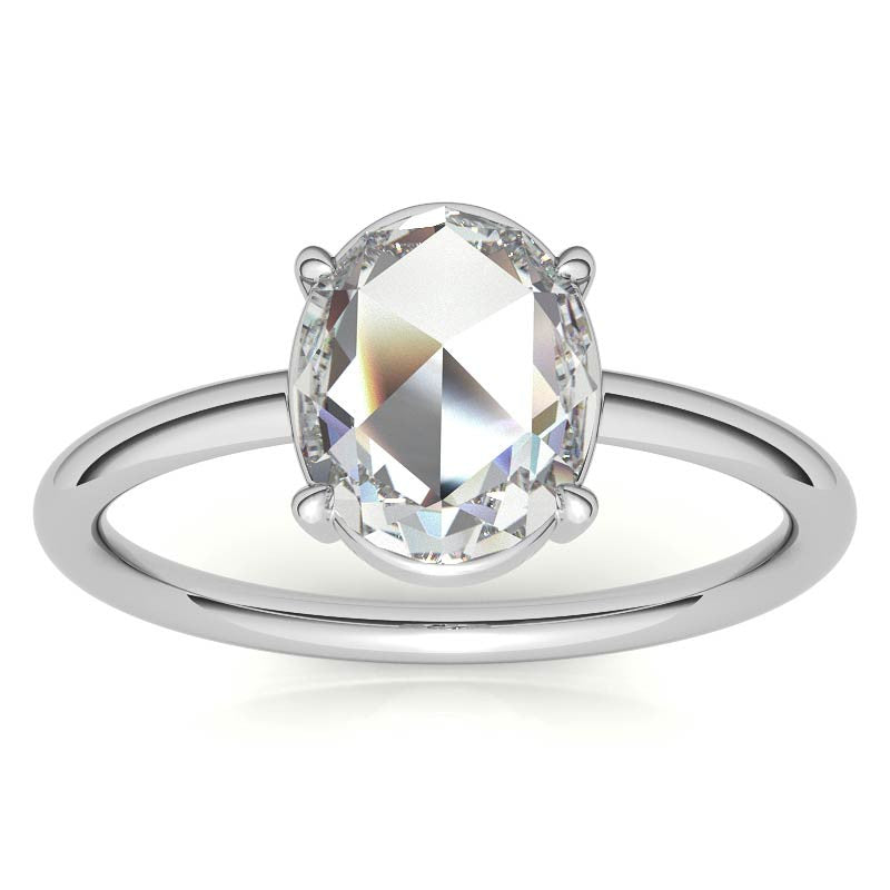 Rose cut Oval Moissanite Solitaire Ring