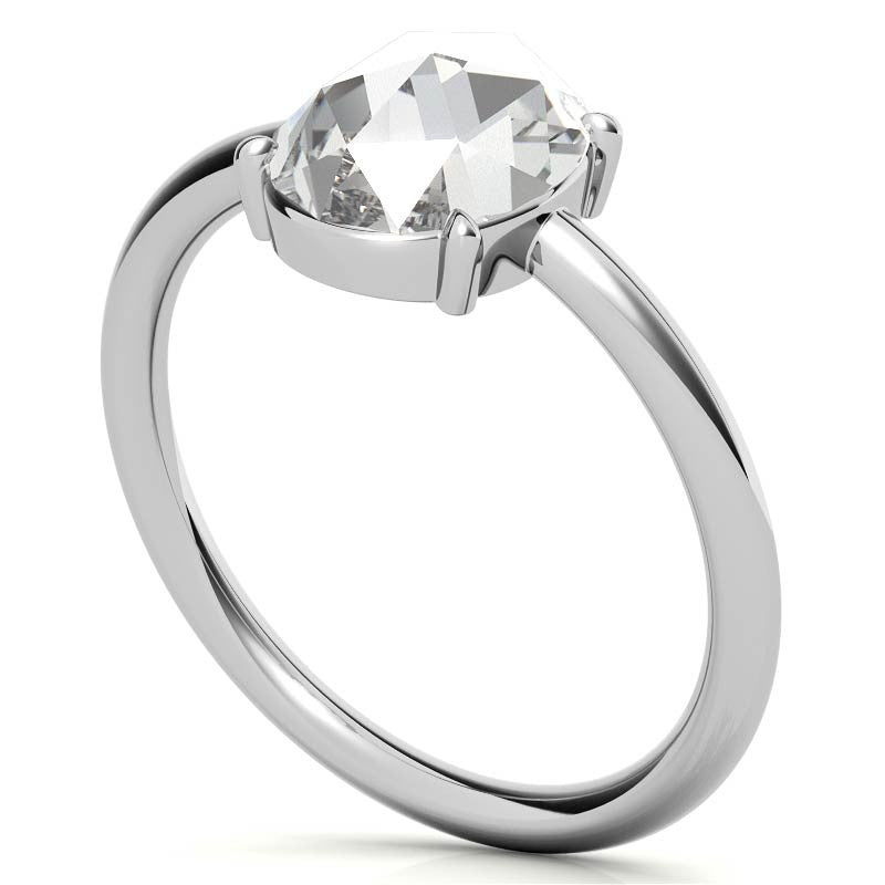 Rose cut Oval Moissanite Solitaire Ring