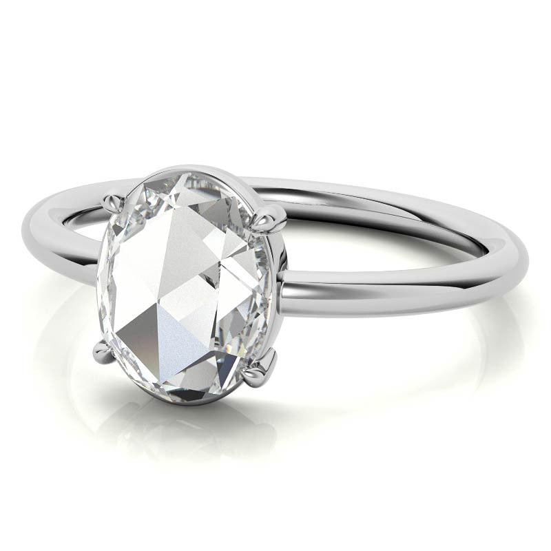 Rose cut Oval Moissanite Solitaire Ring