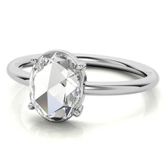 Rose cut Oval Moissanite Solitaire Ring