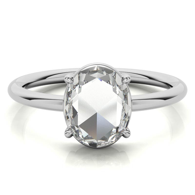 Rose cut Oval Moissanite Solitaire Ring
