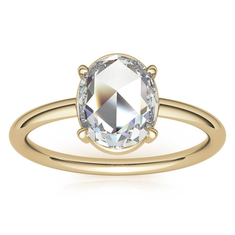 Rose cut Oval Moissanite Solitaire Ring