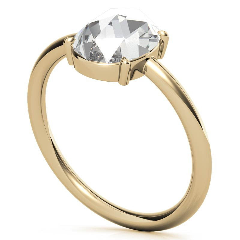 Rose cut Oval Moissanite Solitaire Ring
