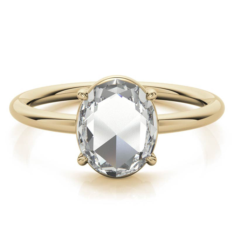 Rose cut Oval Moissanite Solitaire Ring
