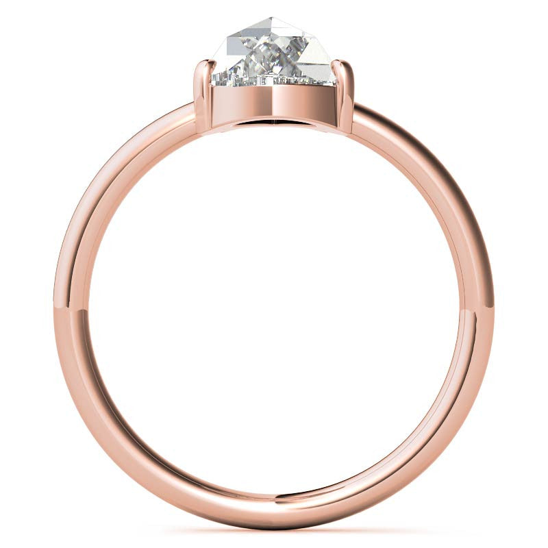 Rose cut Pear Moissanite Solitaire Ring