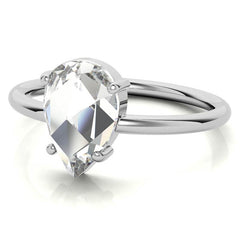 Rose cut Pear Moissanite Solitaire Ring
