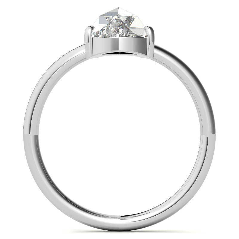 Rose cut Pear Moissanite Solitaire Ring
