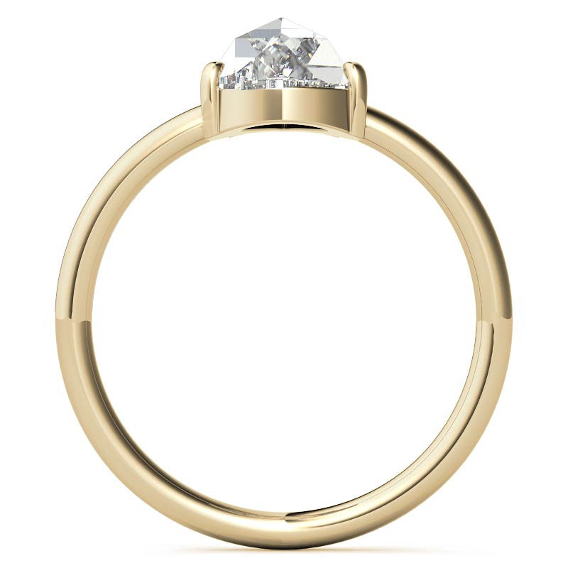Rose cut Pear Moissanite Solitaire Ring